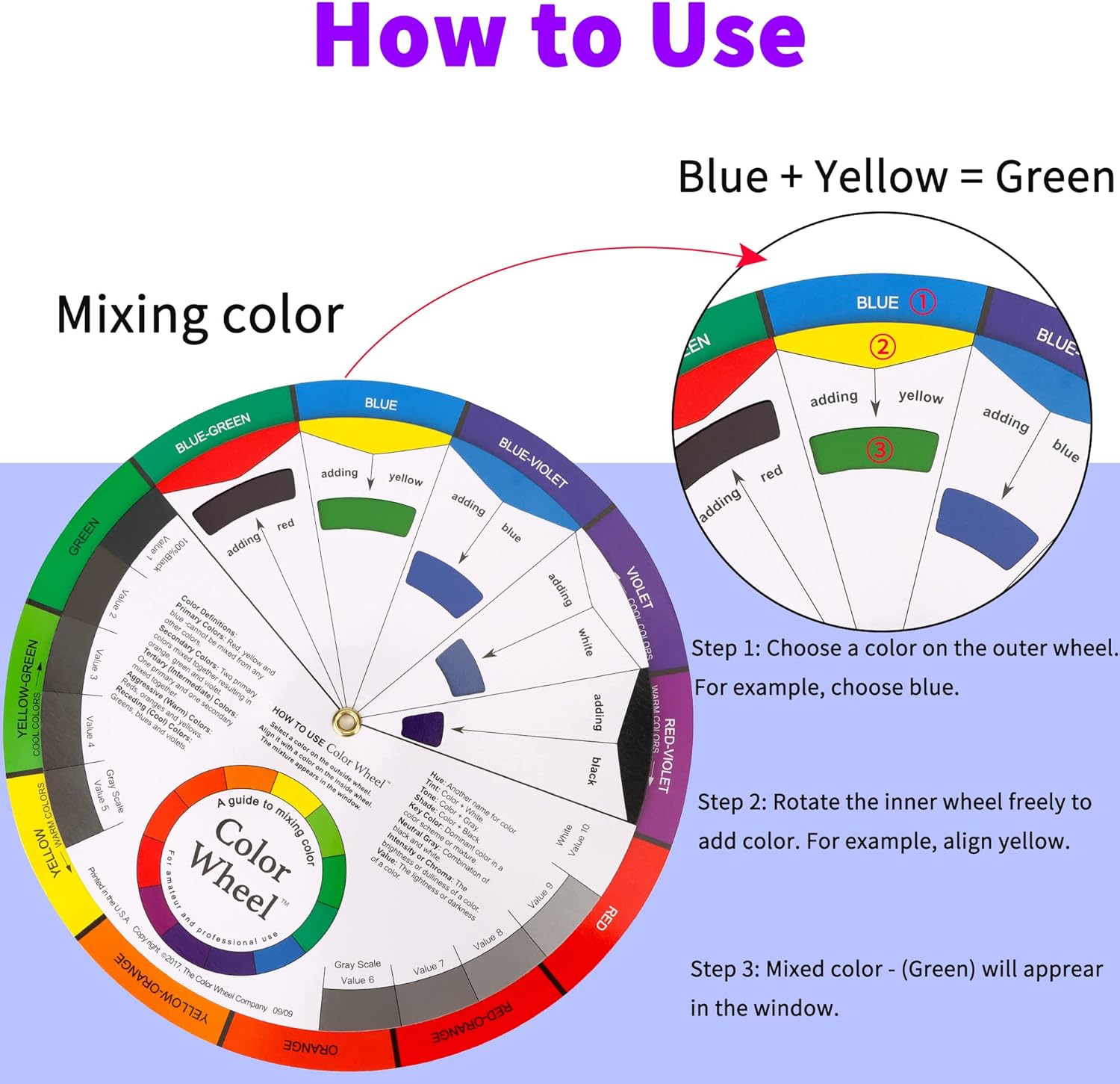 Color Wheel, Paint Mixing Learning Guide for Art Class Teaching